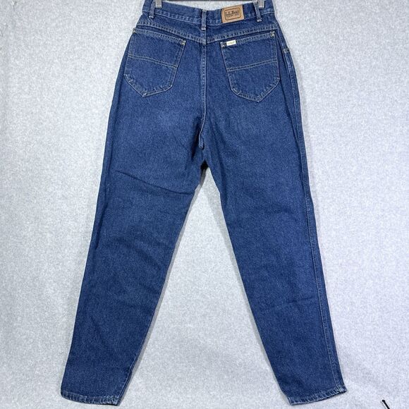 VTG 90s LL Bean Pleated Front Mom Jeans Womens 12 High Waist Tapered Leg Denim - Picture 2 of 11